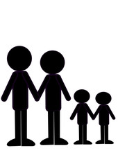 logo family with two children, black figures on a white background
