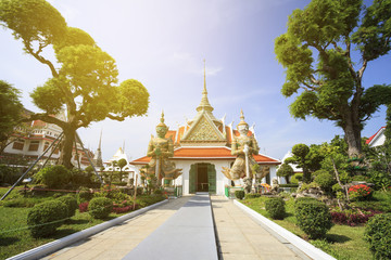 Couples of big giant in front of buddha temple church at Wat Arun  Bangkok Thailand.