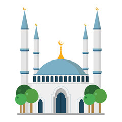 Naklejka premium Cute cartoon vector illustration of a mosque