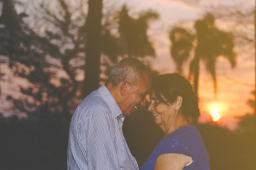 Romantic senior couple in the park