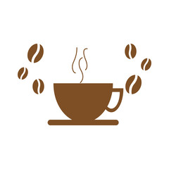 coffee mug and beans icon image vector illustration design 