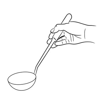 Hand Holding A Ladle Of Vector Illustration