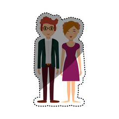Cute couple cartoon icon vector illustration graphic design