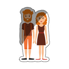 Cute couple cartoon icon vector illustration graphic design