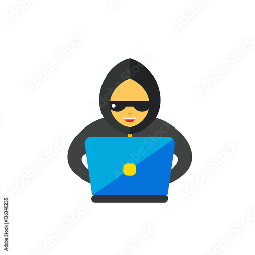 "Hacker at computer vector icon" Stockfotos und lizenzfreie Vektoren