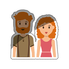 Cute couple cartoon icon vector illustration graphic design