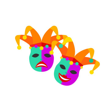 Mardi Gras Tragedy And Comedy Masks Icon