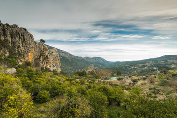 View from Guadalest castle over valley in Spain