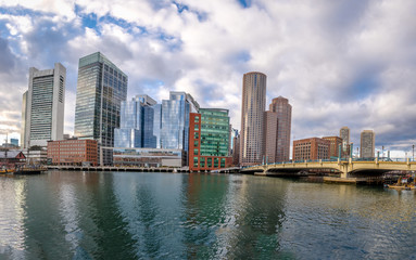 Fototapeta na wymiar Boston Harbor and Financial District skyline - Boston, Massachusetts, USA