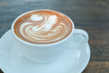 Hot coffee on table.