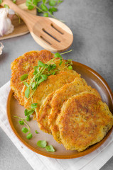 Delicious original schnitzel with potato pancakes
