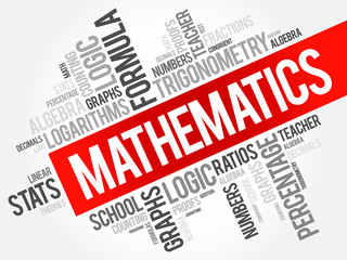 Mathematics word cloud collage, education concept background