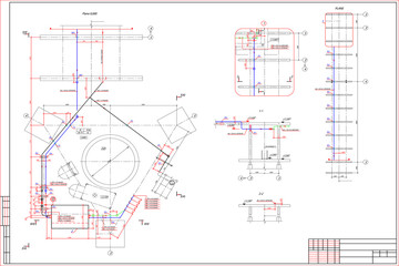Engineering drawing on white background