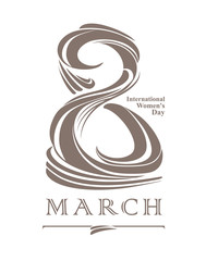 March 8. Flat vector template. International Women's Day.