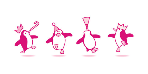 Partying Penguins in Pink