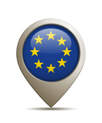 Vector Illustration Of A Straight Location Pin With European Union Flag