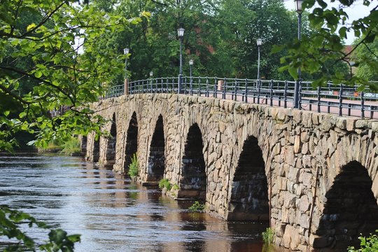 Sweden&rsquo;s longest arched stone bridge: The Ostra Bron, or Eastern bridge, in Karlstad. Built in 1811, it has 12 archs and spans 510 feet or 168 meters across the river Klaralven.