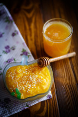 sweet pumpkin porridge with honey and sesame seeds