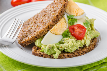 Healthy bread with avocado spread