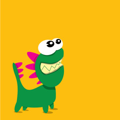 Vector cartoon funny dragon. Cartoon Dinosaur.