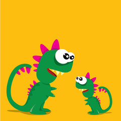 Vector cartoon funny dragon. Cartoon Dinosaur.