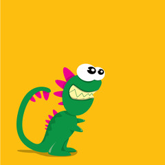 Vector cartoon funny dragon. Cartoon Dinosaur.