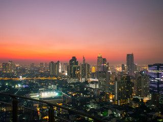 Fototapeta na wymiar Bangkok business district in twilight
