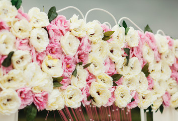 Beautiful peonies on the wedding arch