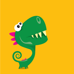 Vector cartoon funny dragon. Cartoon Dinosaur.