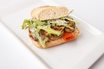sandwich with cheese and mushrooms 
