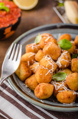 Golden fried mini croquette