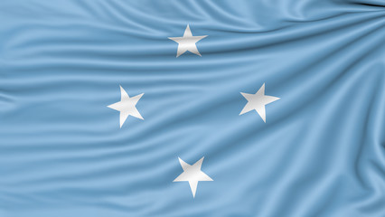 Flag of the Federated States of Micronesia, 3d illustration with fabric texture