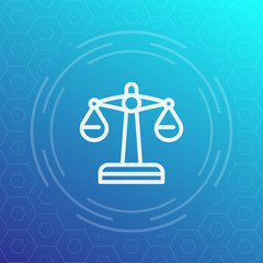 Scales linear icon, risk or justice symbol, vector illustration