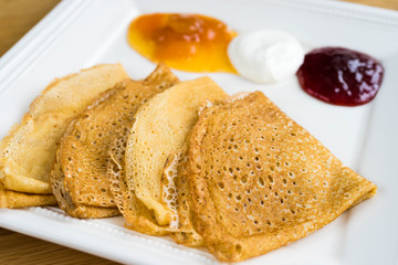 Pancakes with strawberry jam