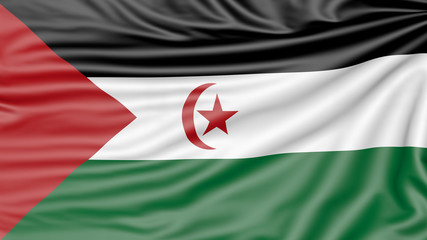 Flag of the Sahrawi Arab Democratic Republic, 3d illustration with fabric texture