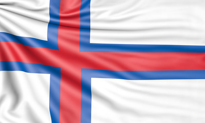 Fototapeta premium Flag of the Faroe Island, 3d illustration with fabric texture