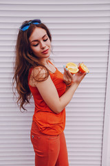  girl with fruit