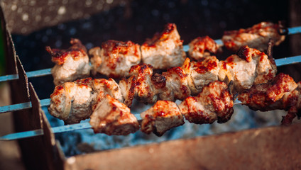 kebab on skewers on the grill