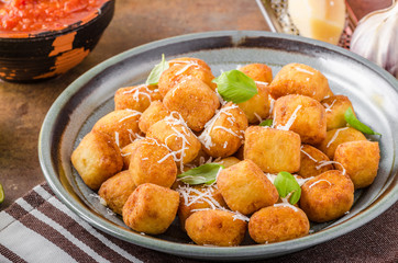 Golden fried mini croquette