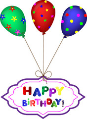 Greeting card for the holiday. card with balloons for a birthday