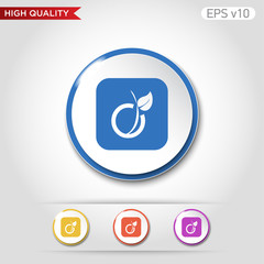 Peach icon. Button with peach icon. Modern UI vector.