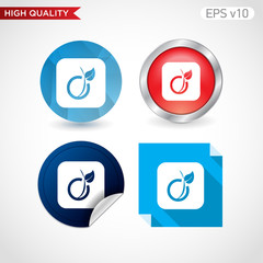 Peach icon. Button with peach icon. Modern UI vector.