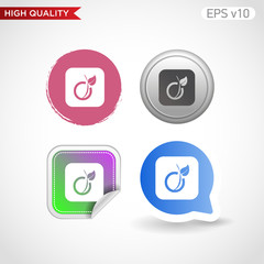 Peach icon. Button with peach icon. Modern UI vector.