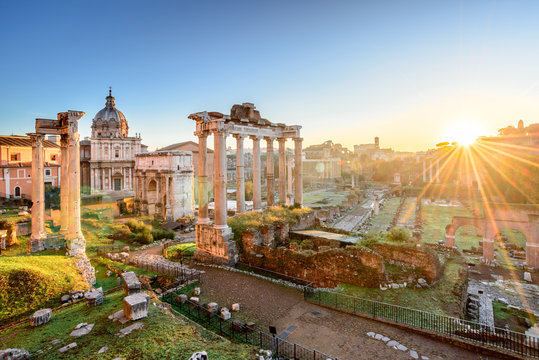 Rome, Italy. Roman Forum at sunrise

