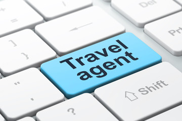 Vacation concept: Travel Agent on computer keyboard background