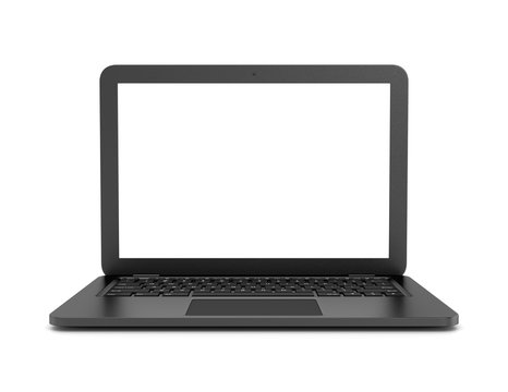Black Laptop Computer on White Background
