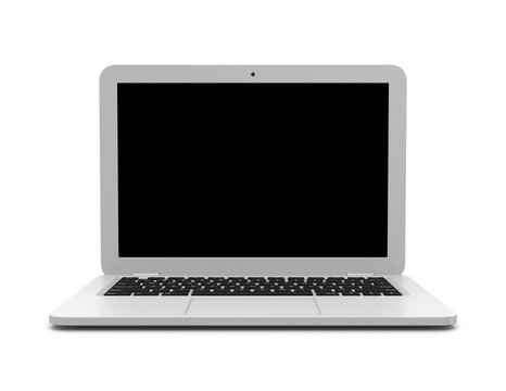 White Laptop Computer on White Background
