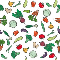 Collection of vegetables. seamless background