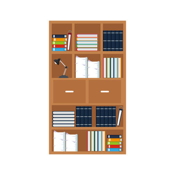 books shelves icon over white background. colorful design. vector illustration