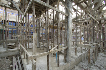 Temporary scaffolding for construction works at building site